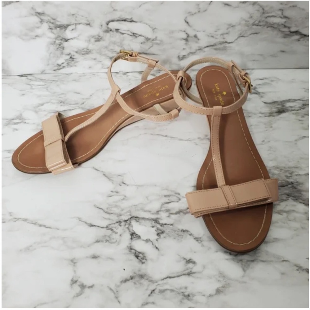 Kate Spade ♠️ Nude Patent Wedge Sandals